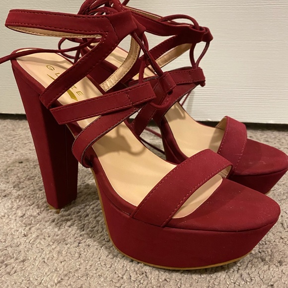 Burgundy Strappy Heels - Picture 2 of 2